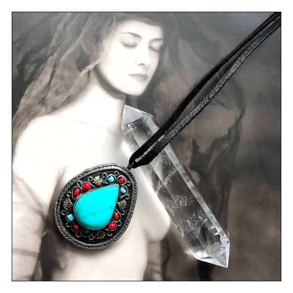 Vintage Tribal Kuchi Blue Boho Turquoise Necklace - Picture 1 of 4